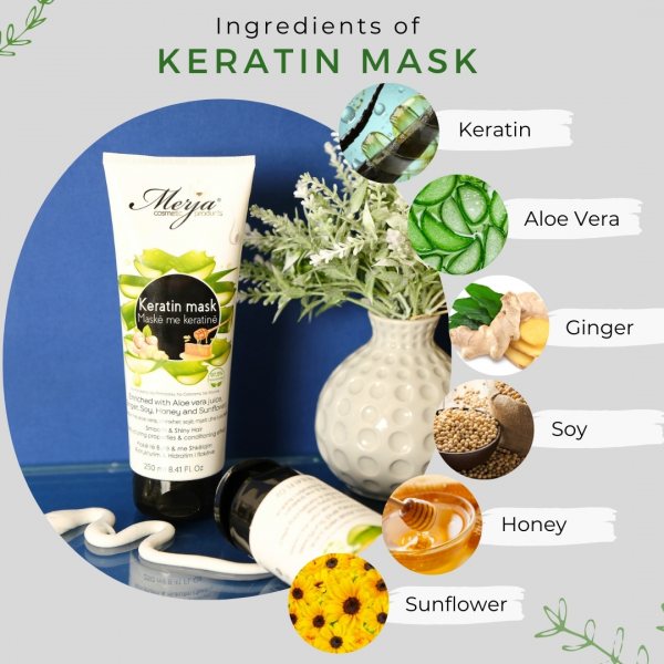 Haarmaske mit Keratin, natürliche Haarglättung und Glanz, 97,5 % natür –  Merja Bio